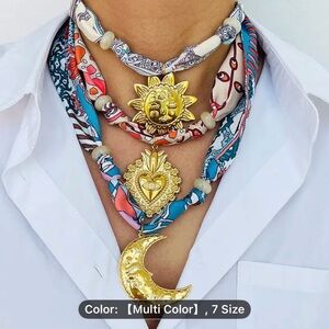 Lot of 2 Gold Sun and Moon Pendant Necklaces